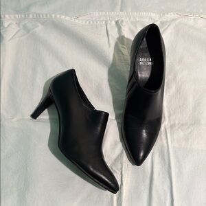 Stuart Weitzman Black Leather Heeled Booties
